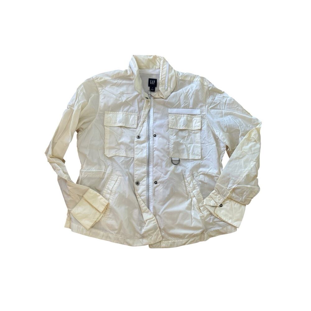 Gap Women’s Utility Jacket Ivory/ White Size Large Y2K Style Zip up